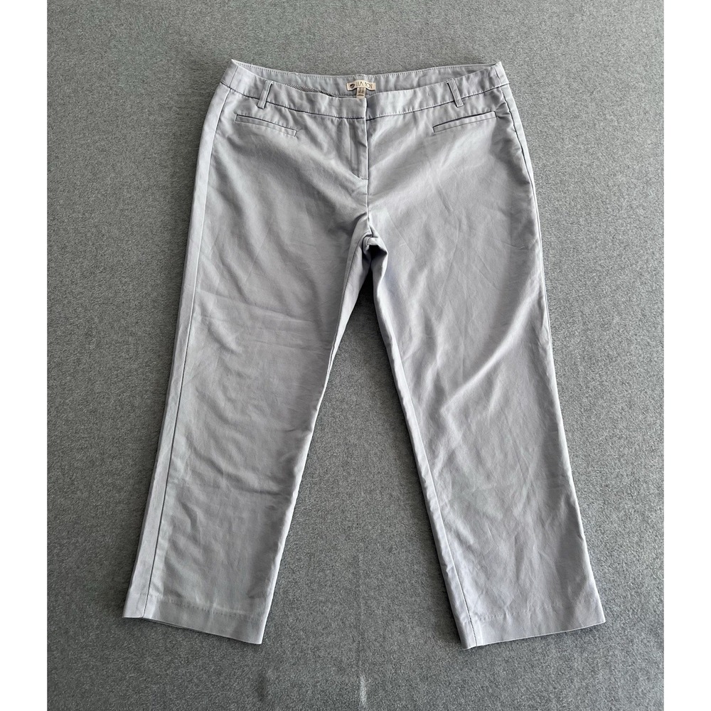 Lila Rose Preppy Cropped Pants Women's Size 14 Baby Blue Seersucker Stretch